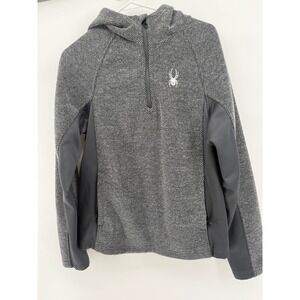 Spyder Active Pullover‎ Hoodie Gray Quarter Zip Athletic Womens Small Textured
